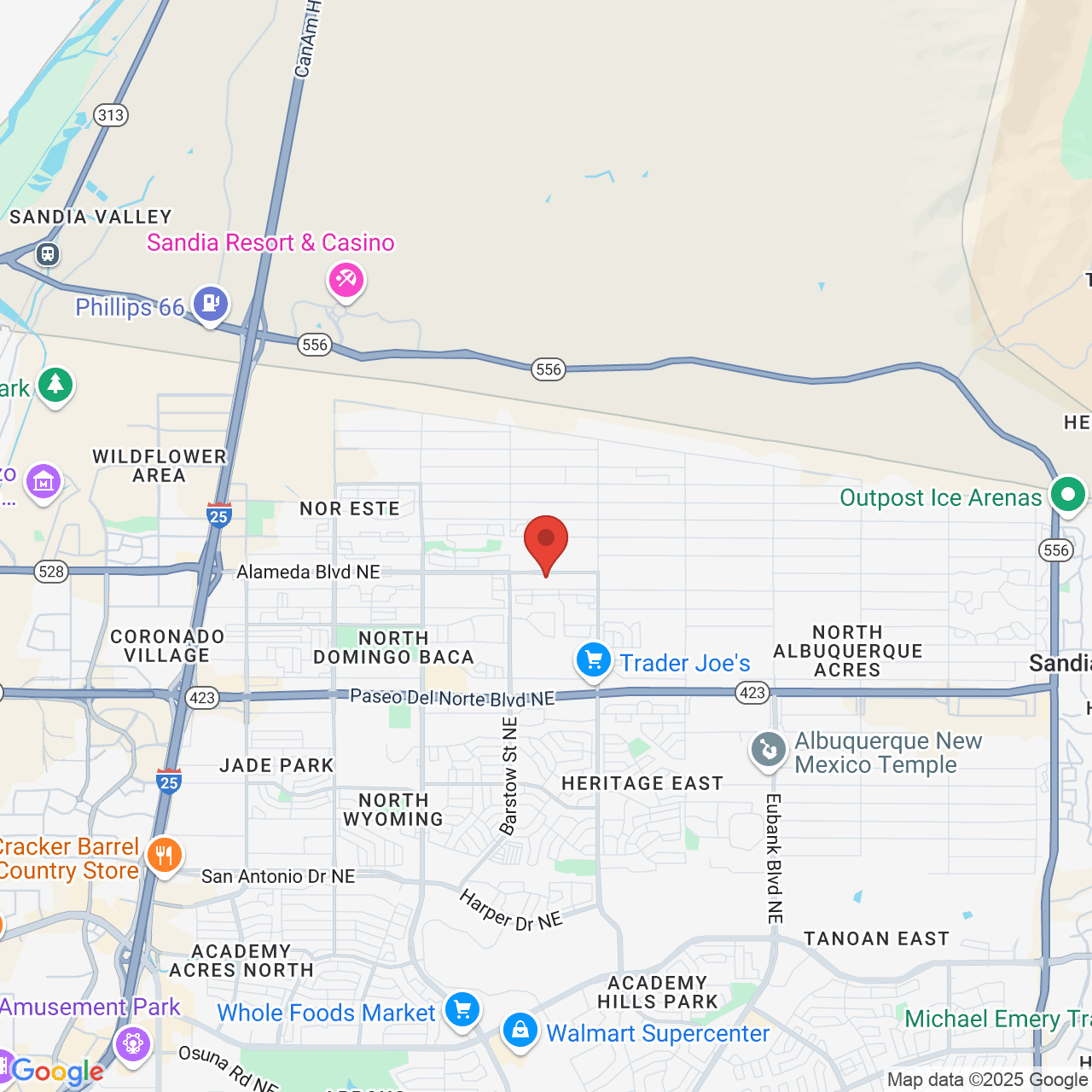 Google map image of our location in 8650 Alameda Blvd NE Albuquerque, NM